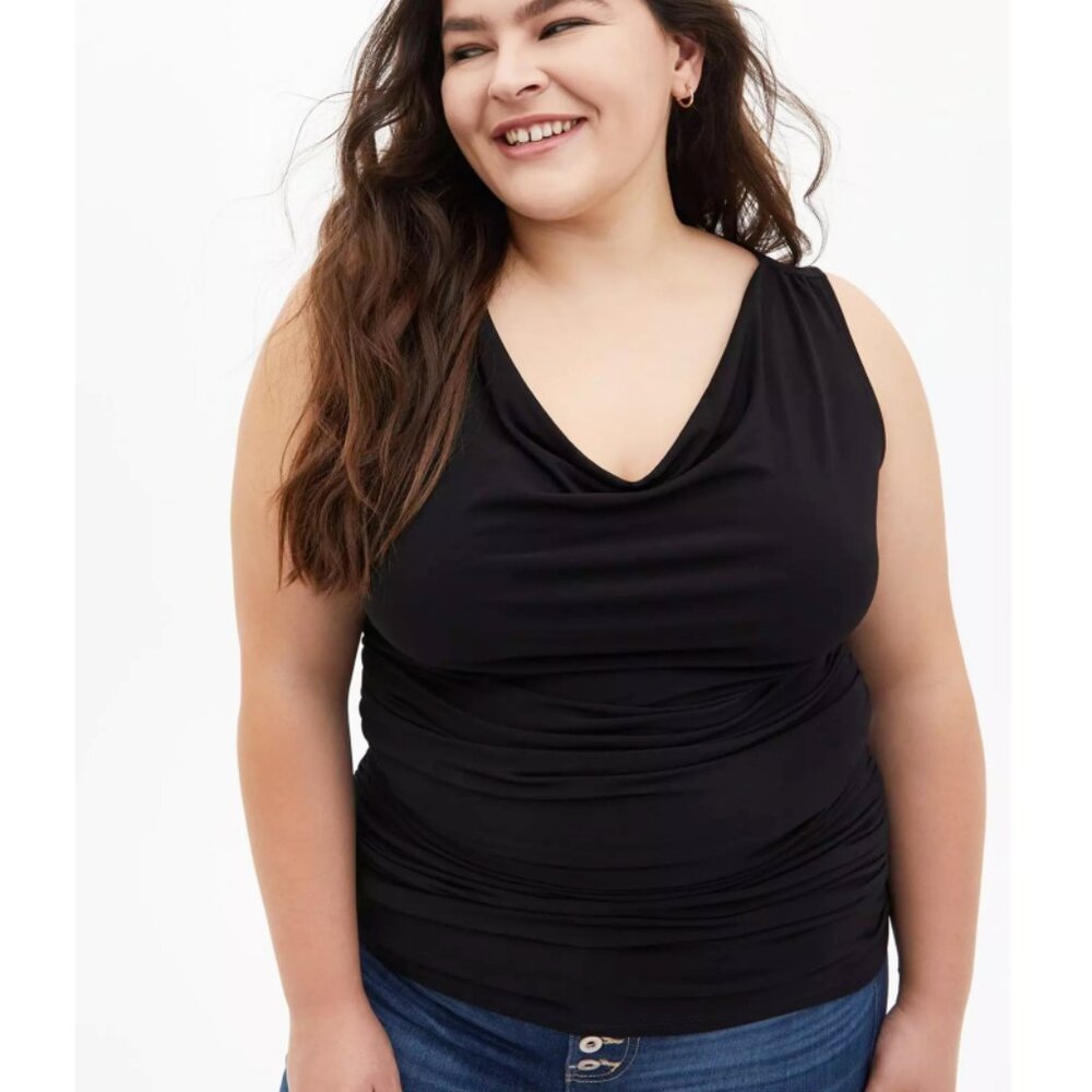 Torrid 4 Black Studio Knit Cowl Neck Tank 4X 26